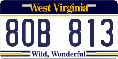 WV license plate 8OB813