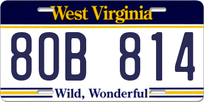 WV license plate 8OB814
