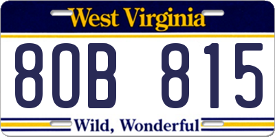 WV license plate 8OB815