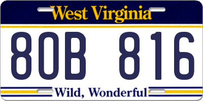 WV license plate 8OB816