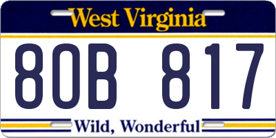 WV license plate 8OB817