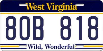 WV license plate 8OB818
