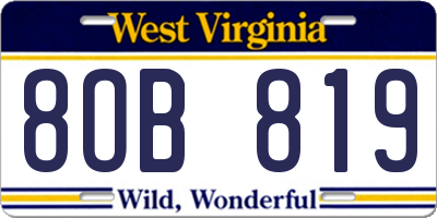 WV license plate 8OB819