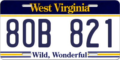 WV license plate 8OB821