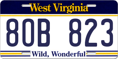WV license plate 8OB823