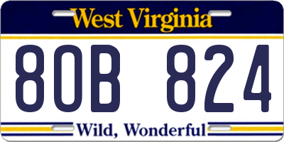 WV license plate 8OB824