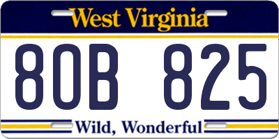 WV license plate 8OB825