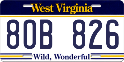 WV license plate 8OB826