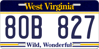 WV license plate 8OB827
