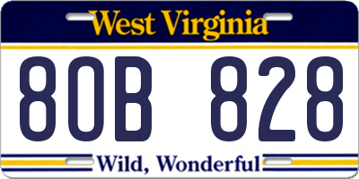 WV license plate 8OB828