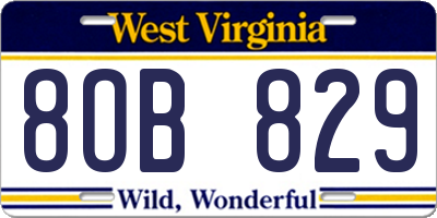 WV license plate 8OB829