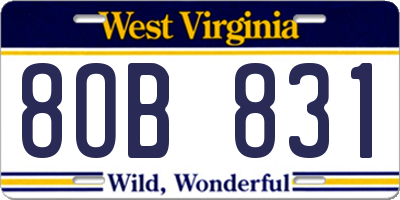 WV license plate 8OB831