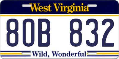 WV license plate 8OB832