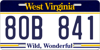 WV license plate 8OB841