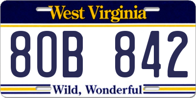 WV license plate 8OB842