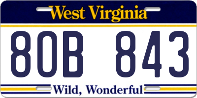 WV license plate 8OB843