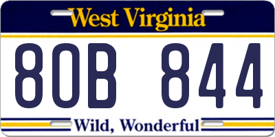 WV license plate 8OB844