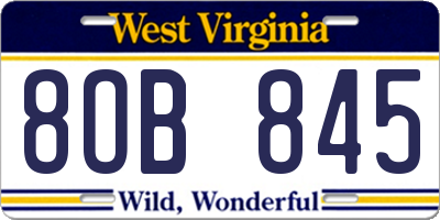WV license plate 8OB845