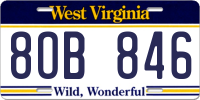 WV license plate 8OB846
