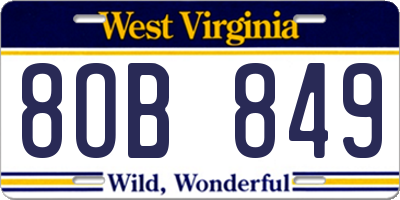 WV license plate 8OB849