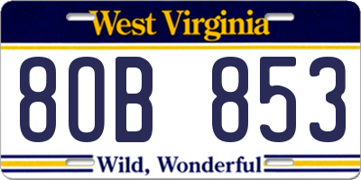 WV license plate 8OB853