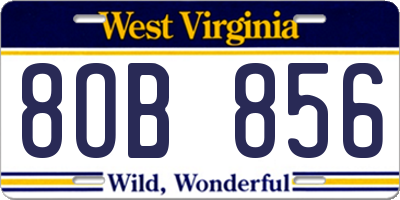 WV license plate 8OB856
