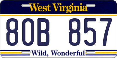 WV license plate 8OB857