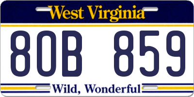 WV license plate 8OB859