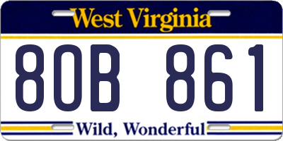 WV license plate 8OB861