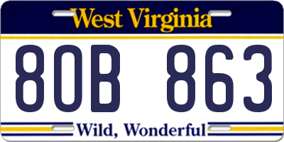 WV license plate 8OB863