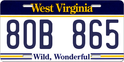 WV license plate 8OB865