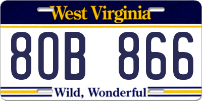 WV license plate 8OB866