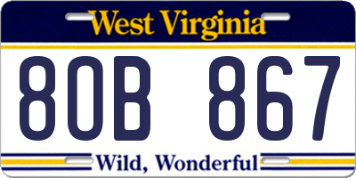 WV license plate 8OB867