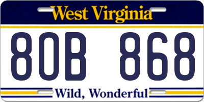 WV license plate 8OB868