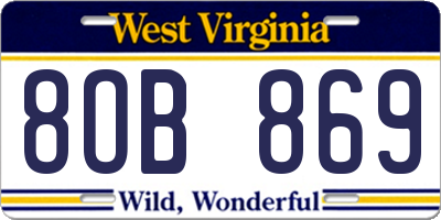 WV license plate 8OB869