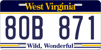 WV license plate 8OB871