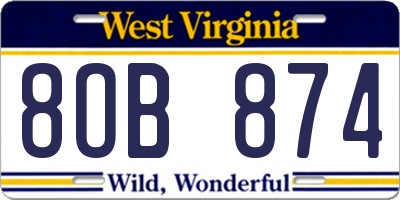 WV license plate 8OB874