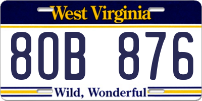 WV license plate 8OB876