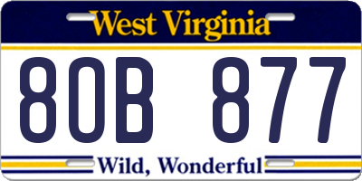 WV license plate 8OB877