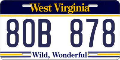 WV license plate 8OB878