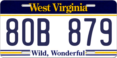 WV license plate 8OB879
