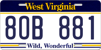 WV license plate 8OB881