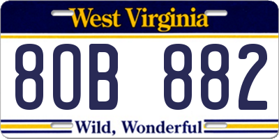 WV license plate 8OB882