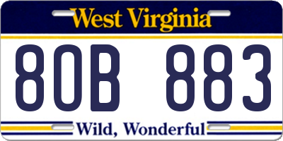 WV license plate 8OB883