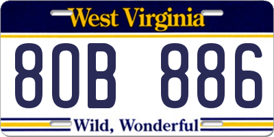 WV license plate 8OB886