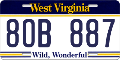WV license plate 8OB887