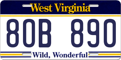 WV license plate 8OB890