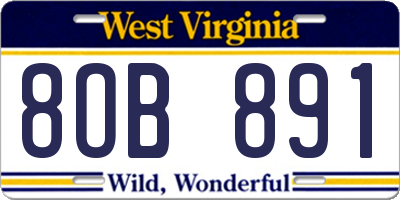 WV license plate 8OB891