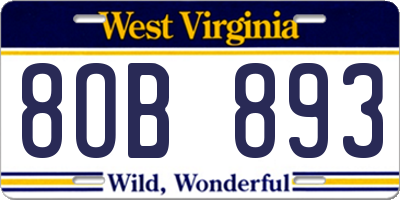 WV license plate 8OB893