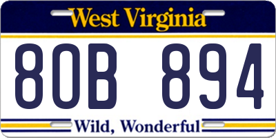 WV license plate 8OB894